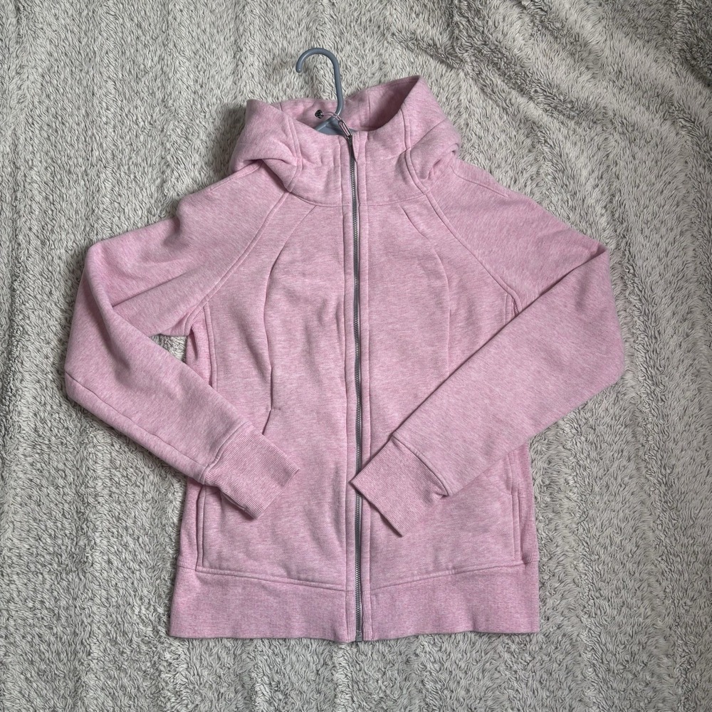 Lululemon Full Zip Hoodie Scuba Feather Pink sz 10 EUC